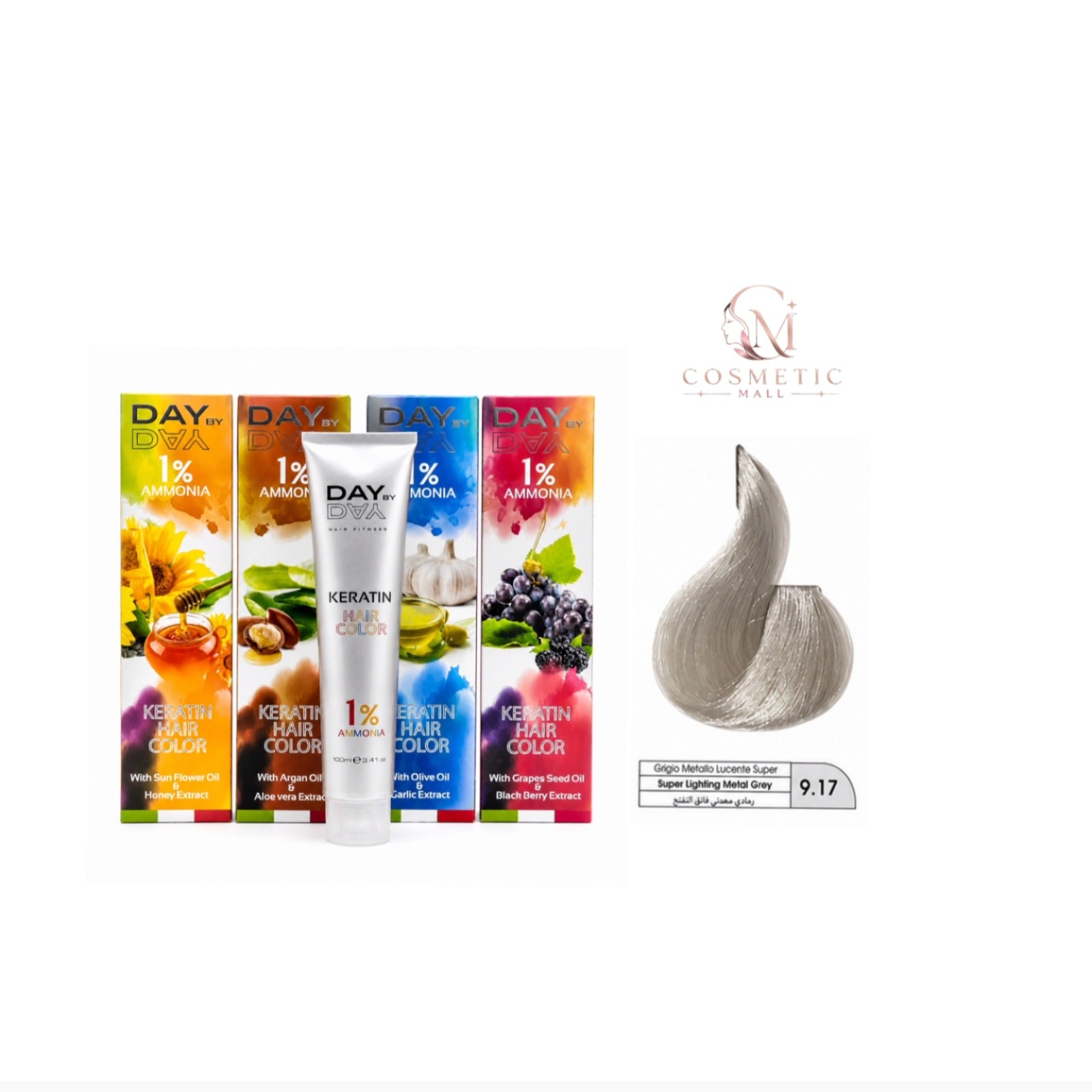 DAY BY DAY 1% AMMONIA  KERATIN HAIR COLOR -NO: 9.17- (100ml)