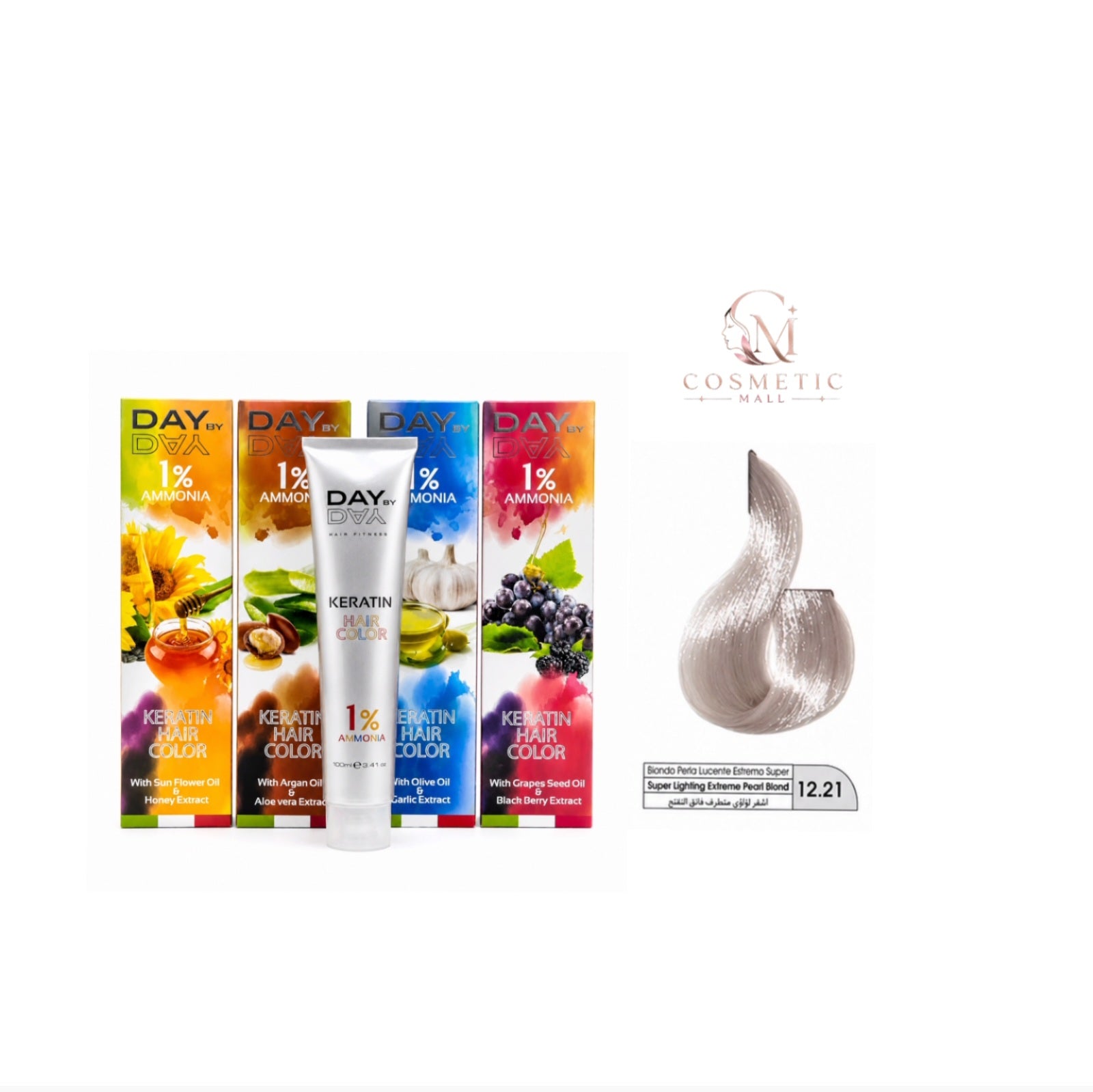 DAY BY DAY 1% AMMONIA  KERATIN HAIR COLOR -NO: 12.21- (100ml)