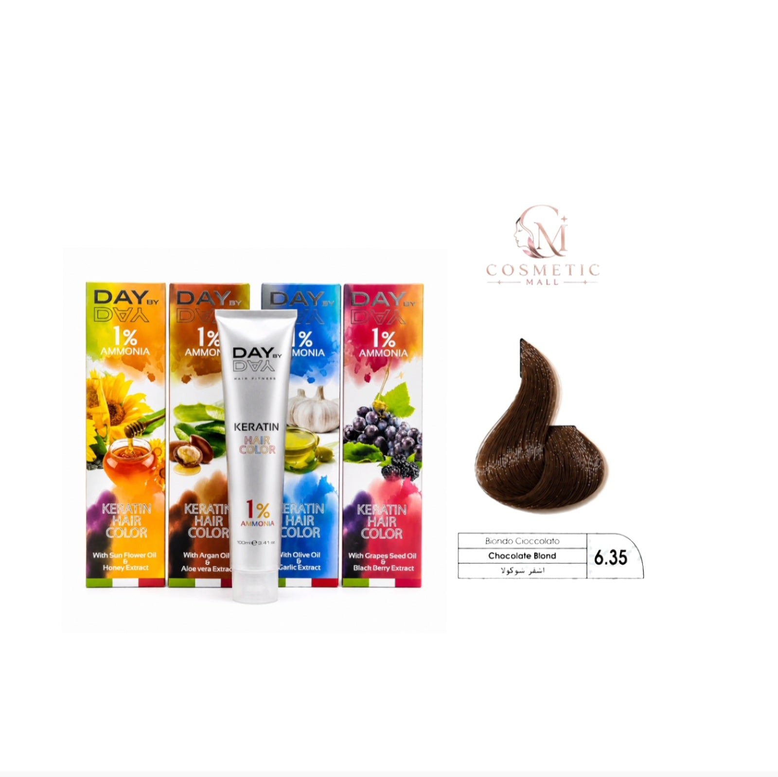 DAY BY DAY 1% AMMONIA  KERATIN HAIR COLOR -NO: 6.35- (100ml)