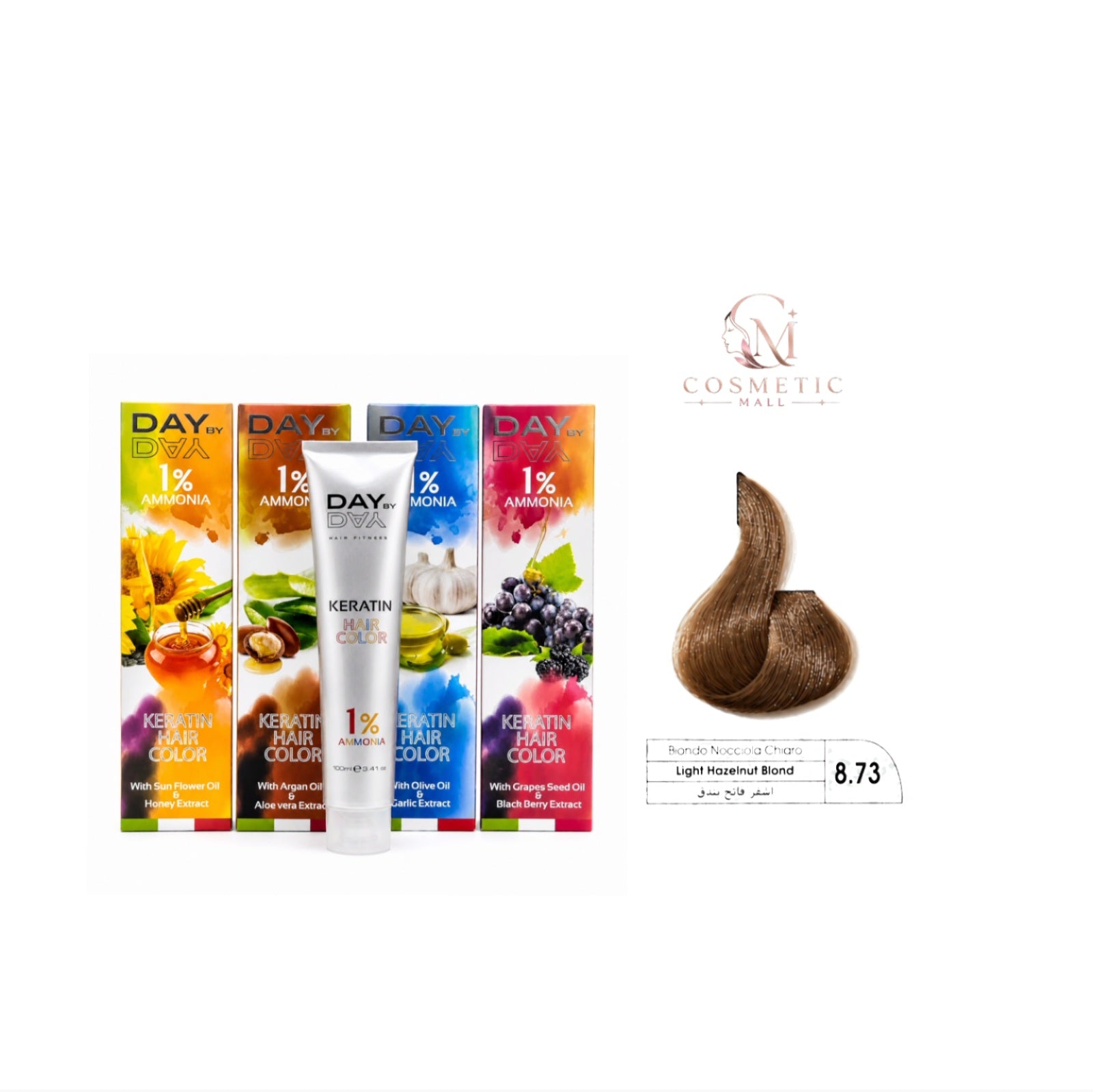 DAY BY DAY 1% AMMONIA  KERATIN HAIR COLOR -NO: 8.73- (100ml)