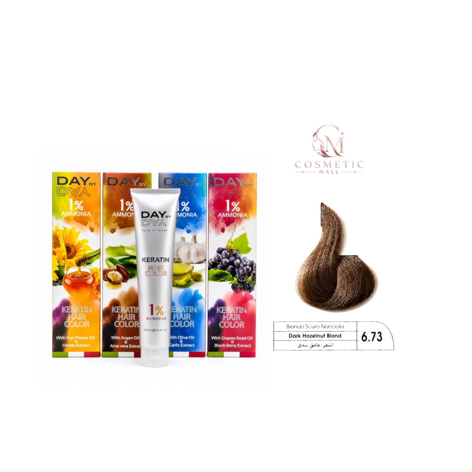 DAY BY DAY 1% AMMONIA  KERATIN HAIR COLOR -NO: 6.73- (100ml)