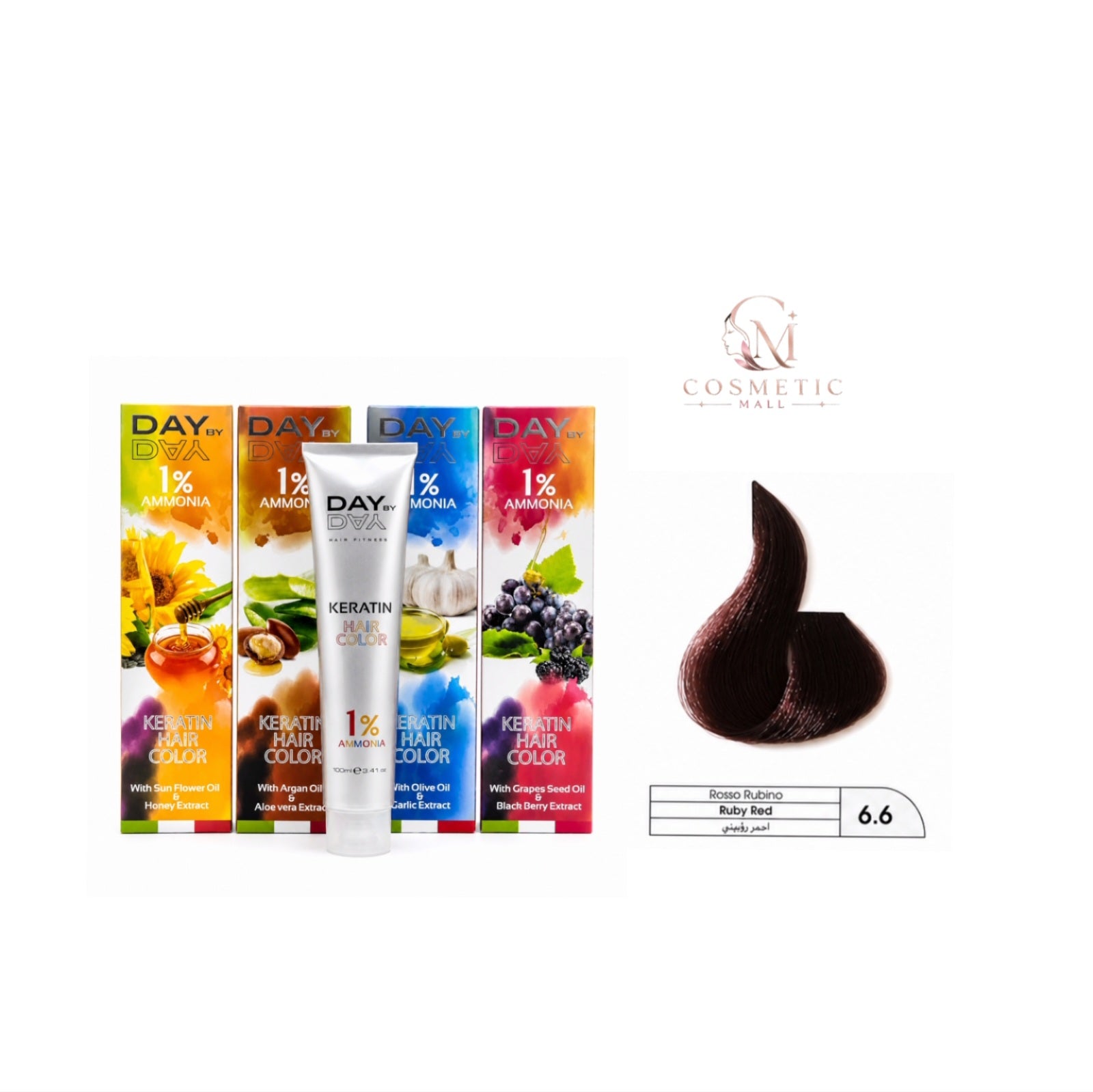 DAY BY DAY 1% AMMONIA  KERATIN HAIR COLOR -NO: 6.6- (100ml)