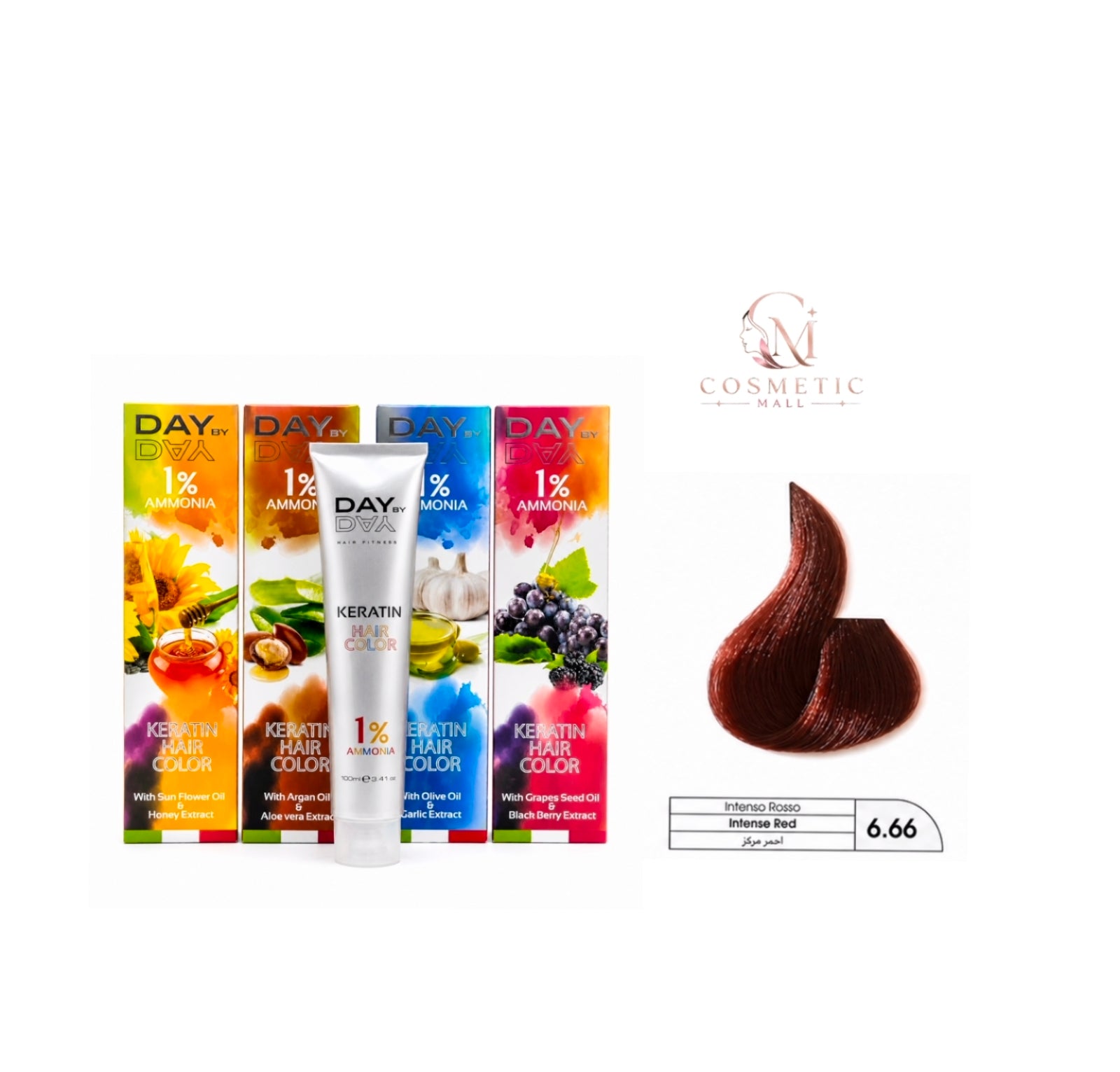DAY BY DAY 1% AMMONIA  KERATIN HAIR COLOR -NO: 6.66- (100ml)