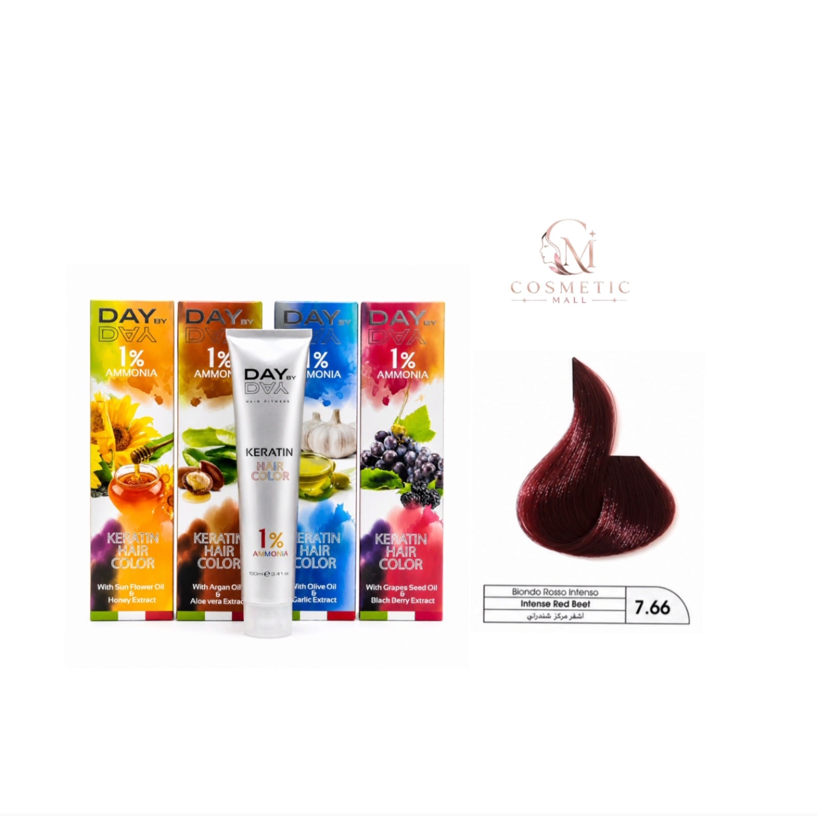 DAY BY DAY 1% AMMONIA  KERATIN HAIR COLOR -NO: 7.66- (100ml)