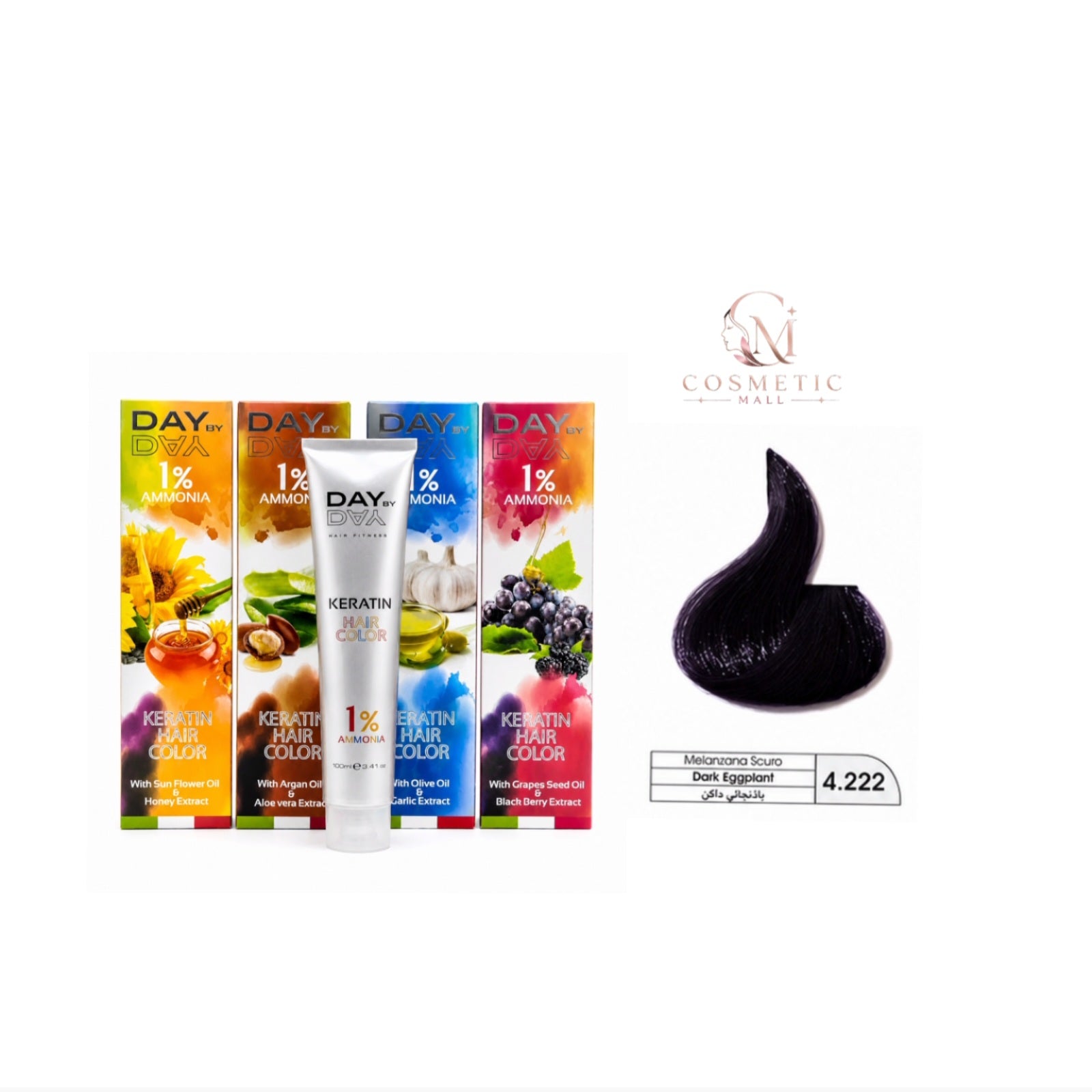 DAY BY DAY 1% AMMONIA  KERATIN HAIR COLOR -NO: 4.222- (100ml)