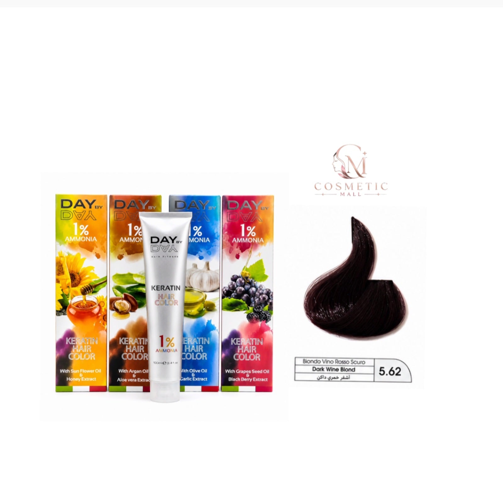DAY BY DAY 1% AMMONIA  KERATIN HAIR COLOR -NO: 5.62- (100ml)