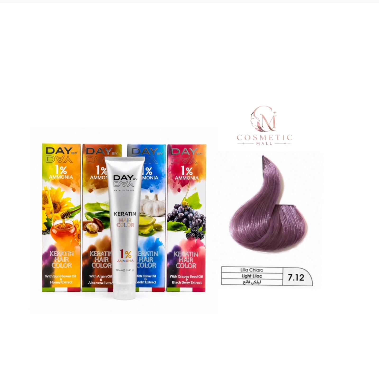 DAY BY DAY 1% AMMONIA  KERATIN HAIR COLOR -NO: 7.12- (100ml)