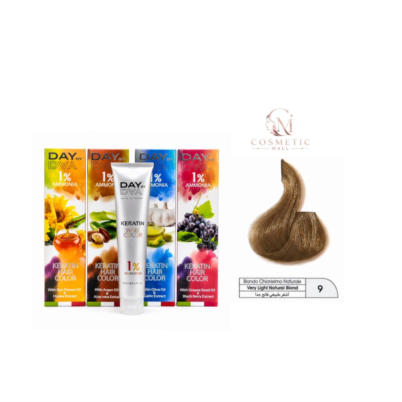 DAY BY DAY 1% AMMONIA  KERATIN HAIR COLOR -NO: 9- (100ml)