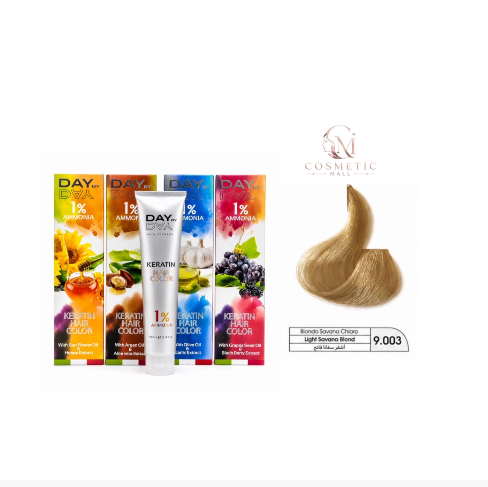 DAY BY DAY 1% AMMONIA  KERATIN HAIR COLOR -NO: 9.003- (100ml)