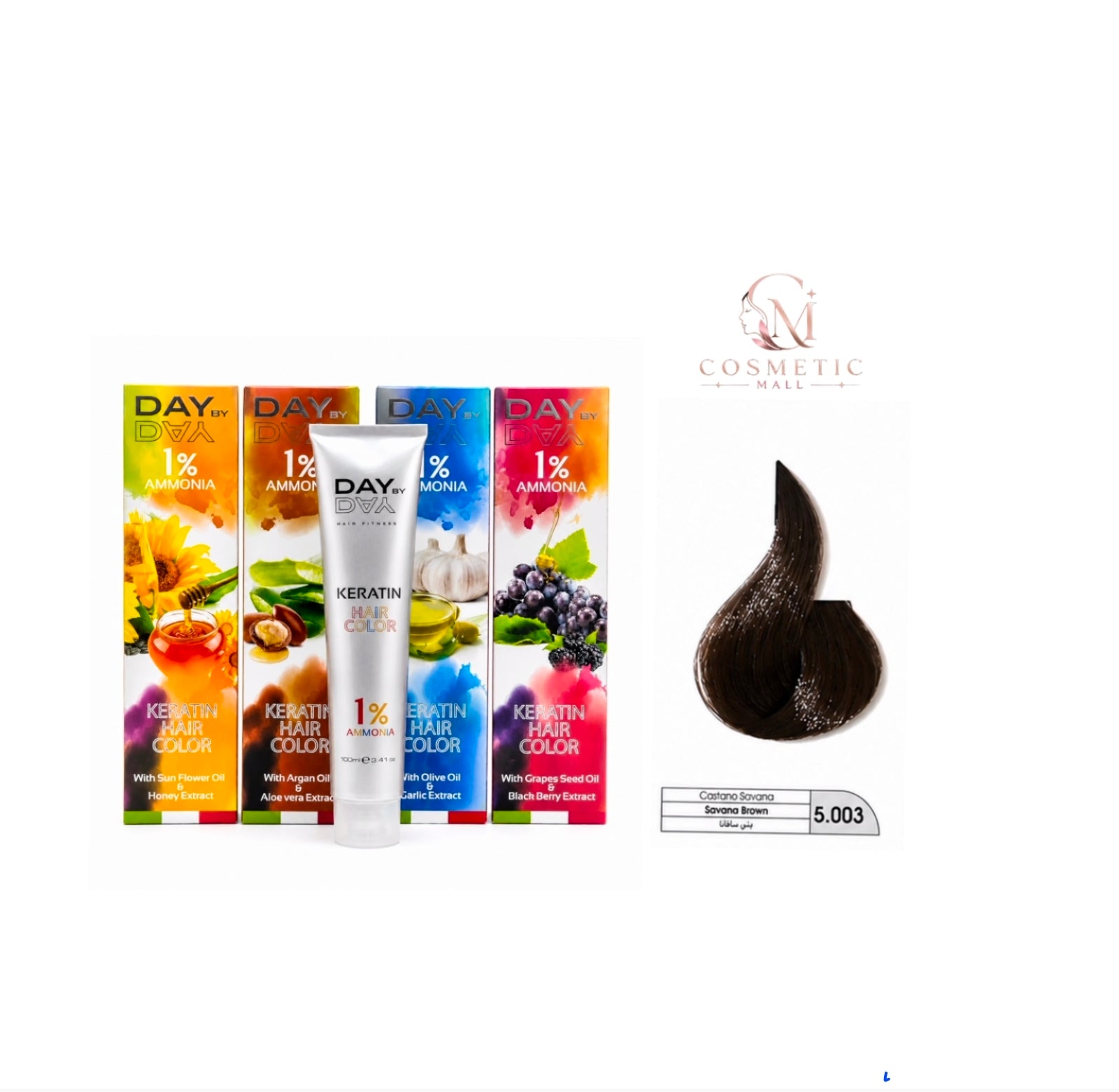 DAY BY DAY 1% AMMONIA  KERATIN HAIR COLOR -NO: 5.003- (100ml)