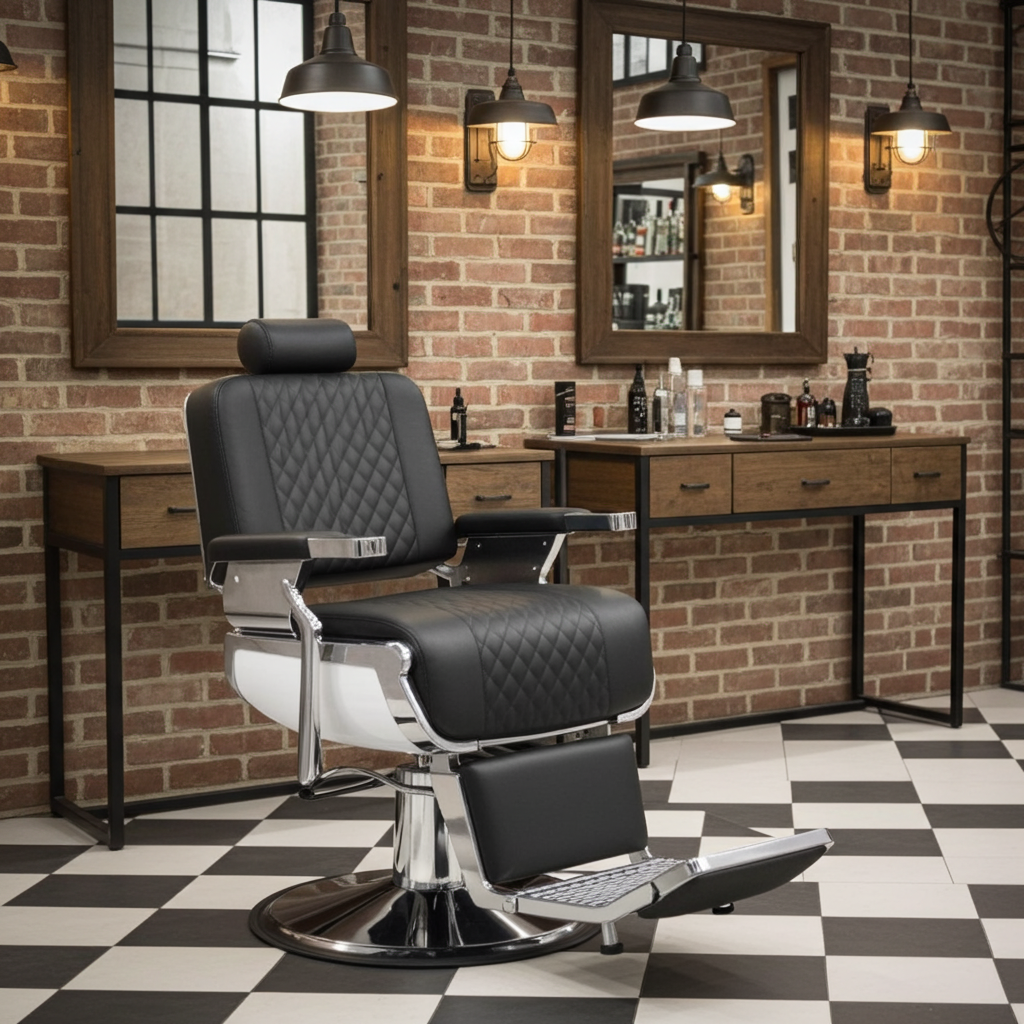 Elite Beauty Professional Barber Chair Silver Black