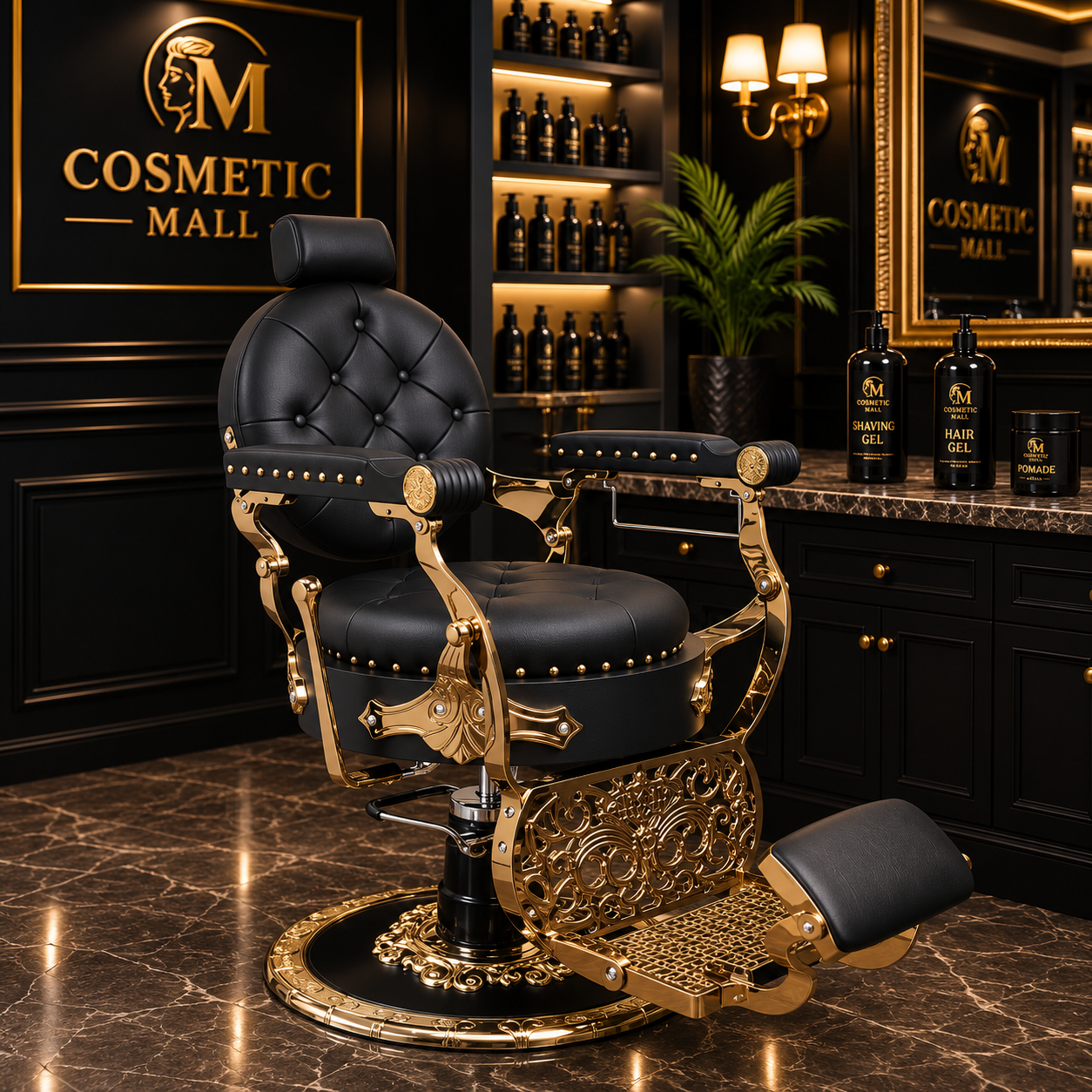 Luxury Royal Barber Chair – Premium Gold Edition
