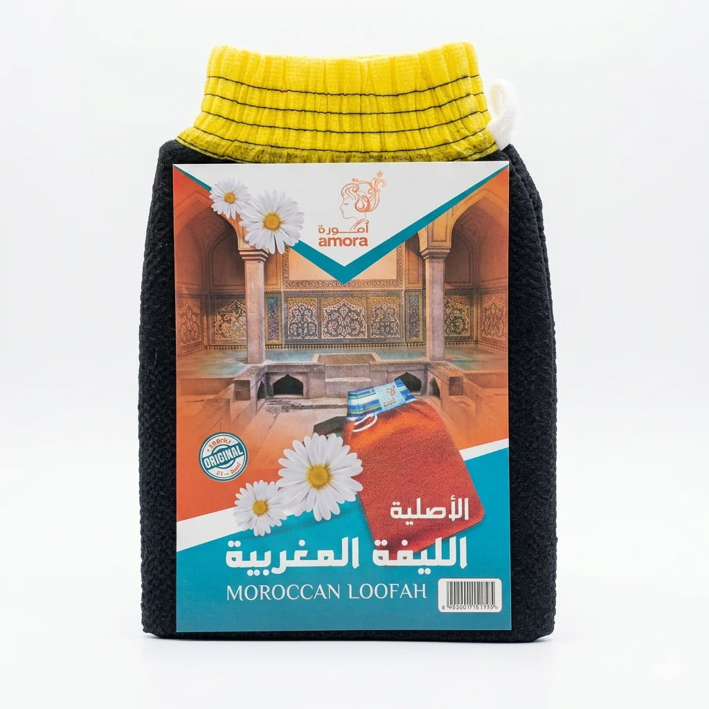 Amora Moroccan Leefa Exfoliating Bath Loofah – Natural Body Scrubber for Smooth Skin Care
