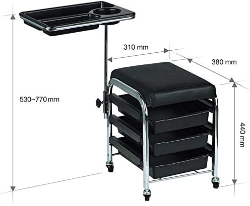 PERFECT ACTIVE-Trolley Manicure & Pedicure MA-3001 – Nail Technician Rolling Trolley with Seat, Storage Trays & Wheels, Salon Manicure Pedicure Cart, Nail Tech Stool Organizer for Beauty Salon & Spa