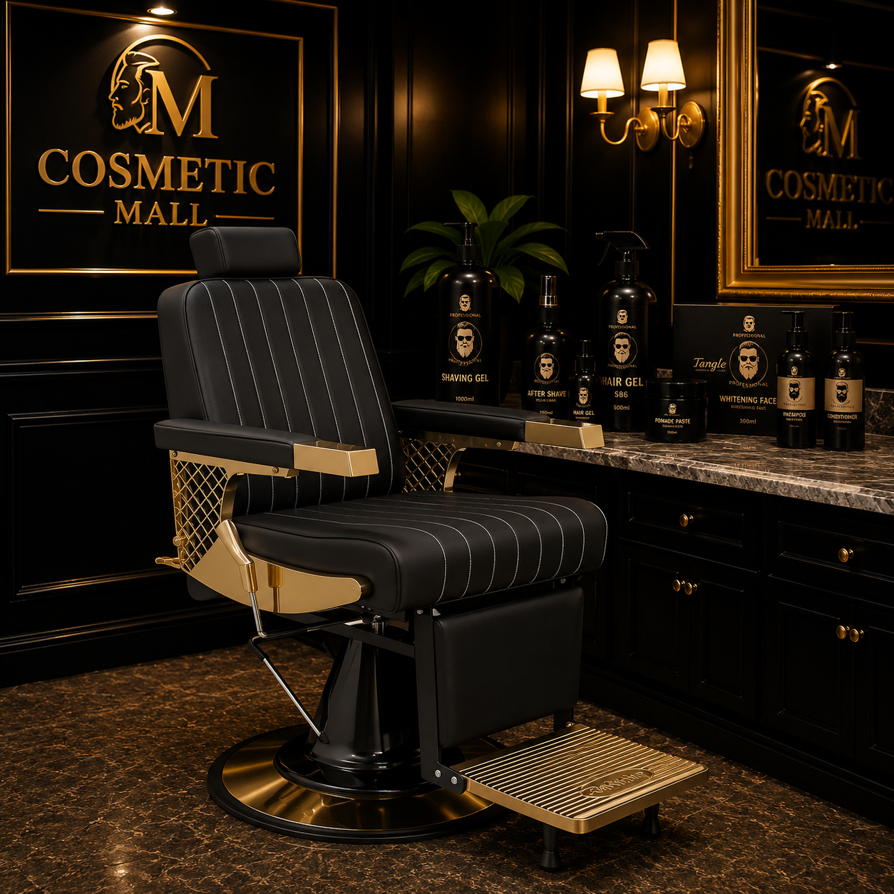 Luxury Barber Chair – Premium Gold Edition