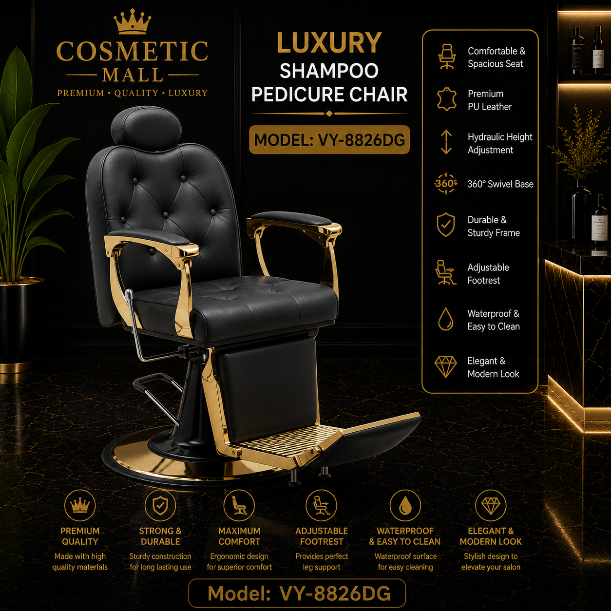 Luxury Shampoo Pedicure Chair – M odel VY-8826DG