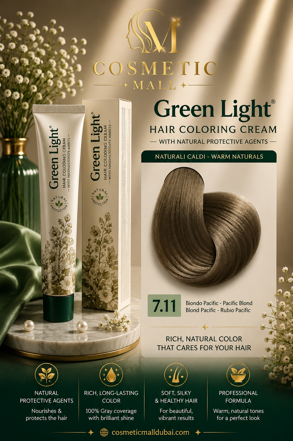 Green Light Hair Coloring Cream 7.11 Pacific Blonde | Professional Permanent Hair Color