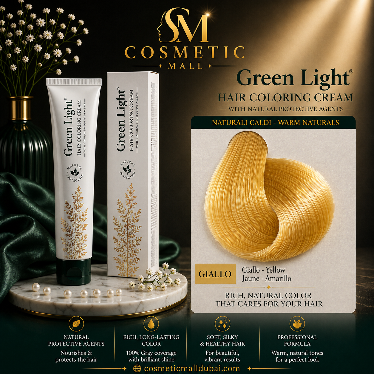 Green Light Hair Coloring Cream – Giallo (Yellow) – Professional Permanent Hair Color 100ml