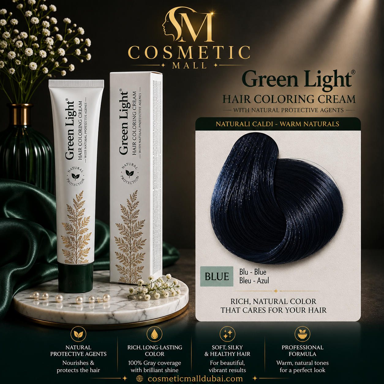 Green Light Hair Coloring Cream – Blue (Blu) – Professional Permanent Hair Color 100ml