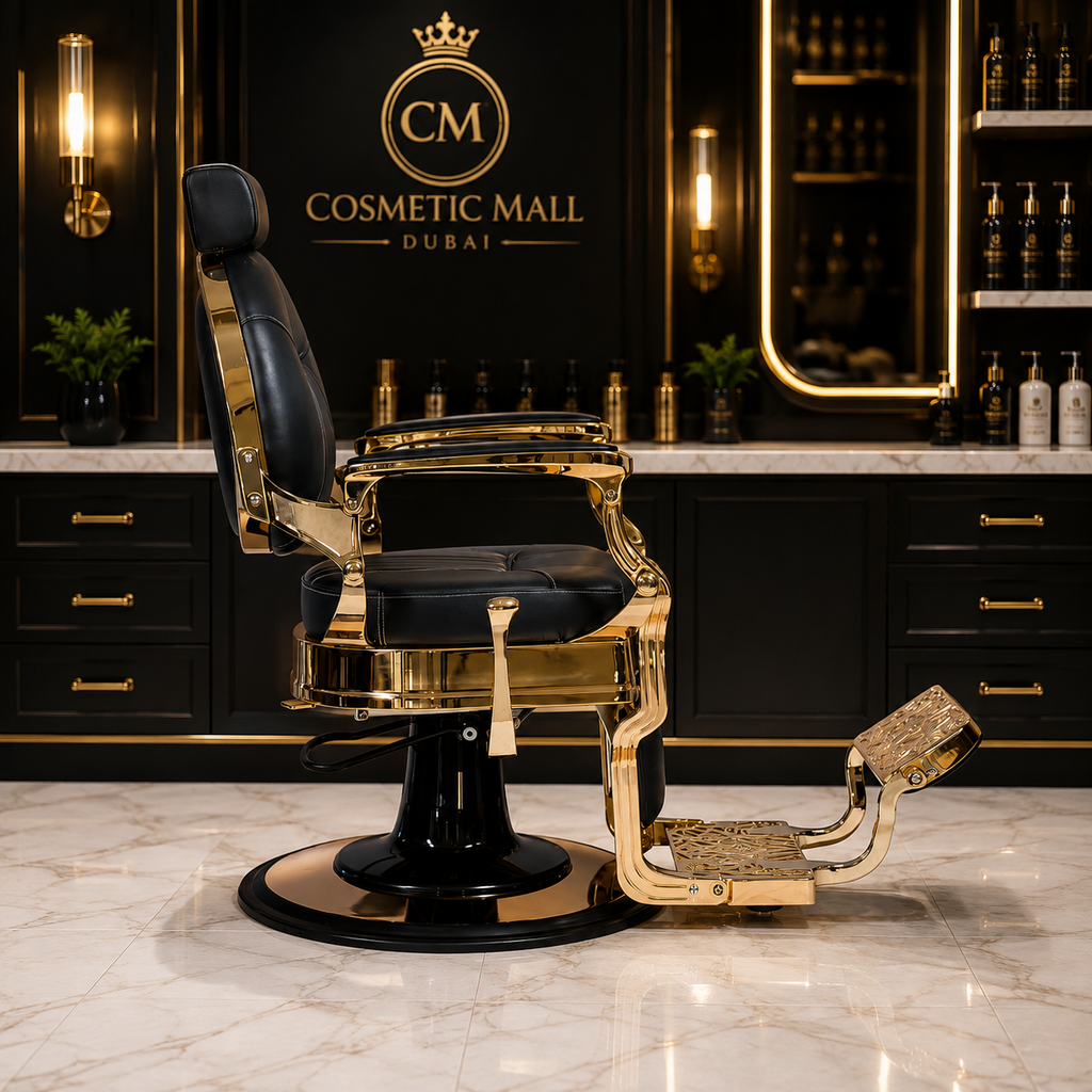 Luxury Black & Gold Barber Chair | Professional Vintage Salon Styling Chair