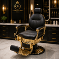 Luxury Black & Gold Barber Chair | Professional Vintage Salon Styling Chair