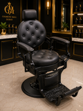 Luxury Black Tufted Barber Chair | Premium Professional Salon Styling Chair