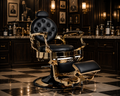 HOOPOE Vintage Barber Chair with Round Back Rest Gold