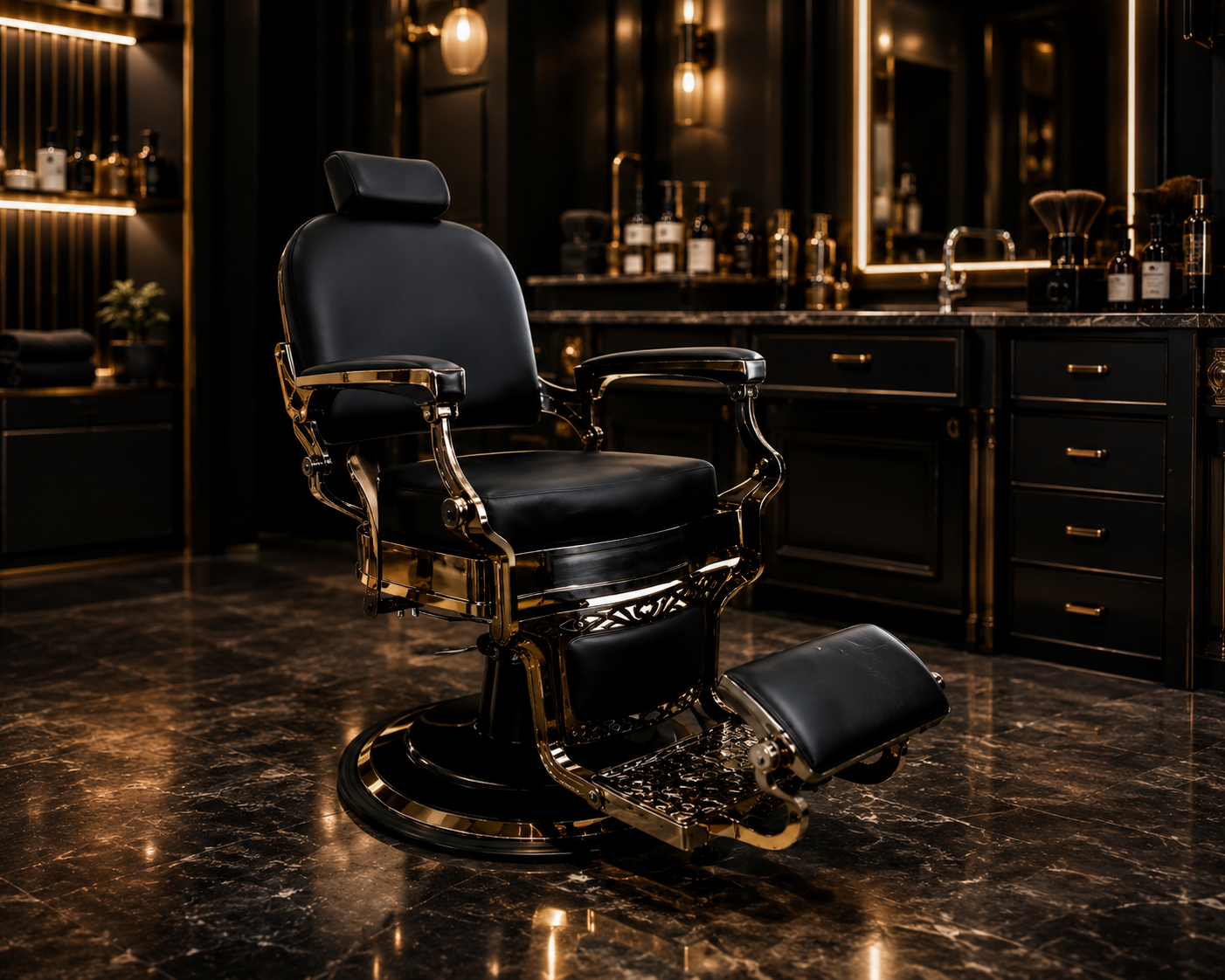 HOOPOE Salon Chair Black with Grey Metal