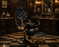 HOOPOE Vintage Barber Chair with Round Back Rest Matt Black